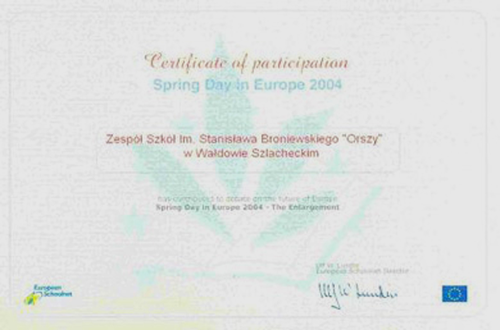 Springday'2004 certyfikat